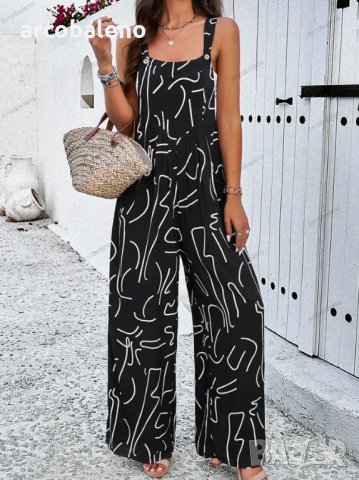 Дамски гащеризон с елегантен абстрактен принт, 4цвята, снимка 2 - Гащеризони - 43992265