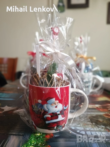Коледни ръчно подредени чаши с лакомства , снимка 7 - Чаши - 52632262