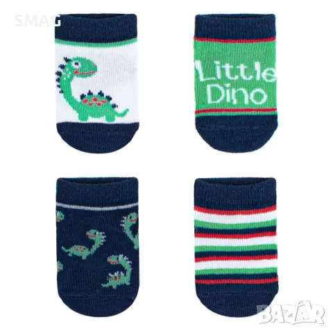 Бебешки чорапи Динозаври със сини зелени райета - 4 чифта S_1235664