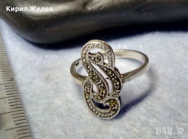 ПРЕКРАСЕН АЖУРЕН СКЪПОЦЕНЕН СРЕБЪРЕН ПРЪСТЕН СРЕБРО 925 ИНКРУСТИРАН с ИСКРЯЩИ МАРКАЗИТИ 48261, снимка 12 - Пръстени - 50061180