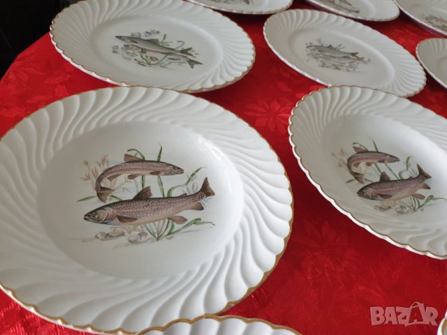 Френски порцеланов рибен сервиз за хранене LUNEVILLE, снимка 9 - Сервизи - 40532058