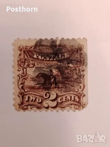 1863 САЩ Пони Експрес 2 цента пощенска марка с Грил Много рядка с много висока каталожна стойност , снимка 1
