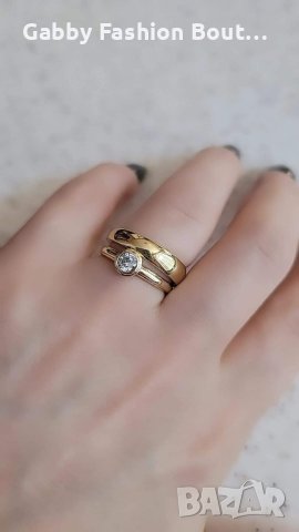 пръстени от медицинска стомана с 18к златно покритие , снимка 1 - Пръстени - 43765988