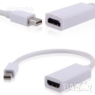 ANIMABG Преходник mini DisplayPort към HDMI преобразувател адаптер за връзка на PC компютър Laptop л, снимка 1 - Кабели и адаптери - 44065958