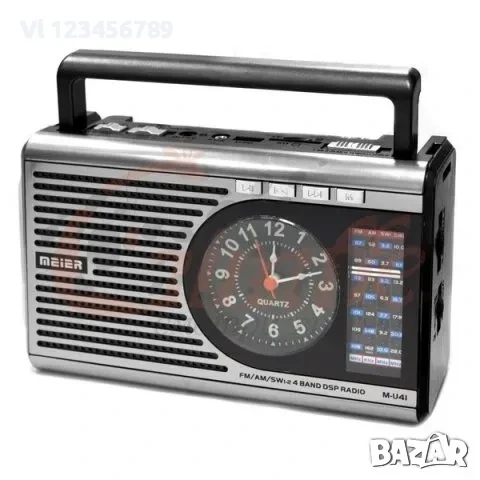 Радио Meier M-U41 - AM/FM/SW +USB/SD MP3+ LED+Часовник, снимка 5 - Радиокасетофони, транзистори - 52268406