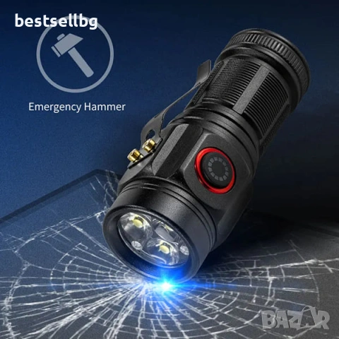 Мощен мини ръчен фенер LED акумулаторен USB зареждане за лов риболов къмпинг туризъм палатка XHP360, снимка 5 - Къмпинг осветление - 53090640