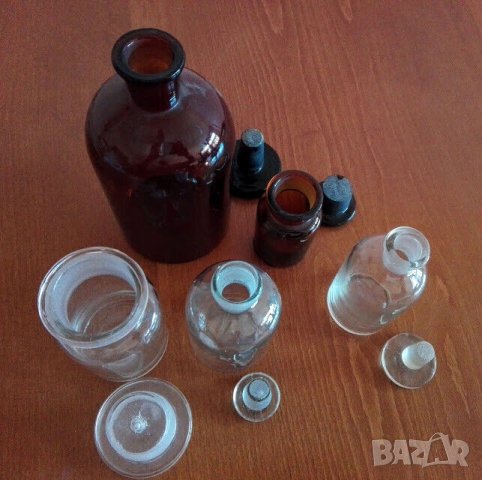Лот от 5 стари аптекарски шишета, снимка 4 - Антикварни и старинни предмети - 43711732