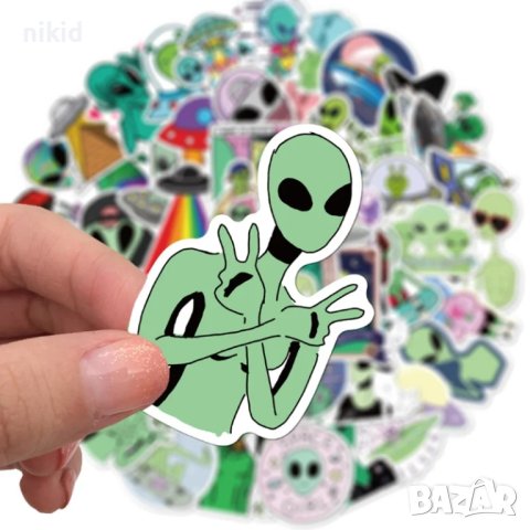 50 бр пришълецът самозалепващи лепенки стикери за украса декор картонена торта, снимка 4 - Други - 43317471