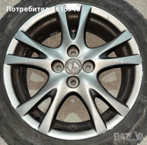 4х100мм MAZDA МАЗДА 4бр оригинални алуминиеви джанти 16" J6.5" ET50+4брвсесезонни гуми 195/55/16, снимка 3 - Гуми и джанти - 52655897