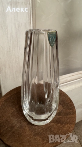Orrefors Swedenq 1970г –Малка кристална ваза с гравюра., снимка 5 - Вази - 53222185
