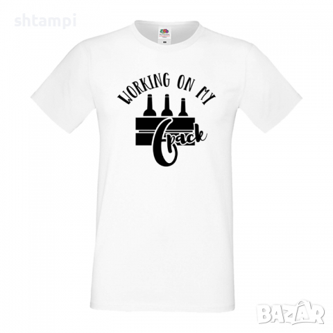 Мъжка тениска Working On My 6 Pack 3,Бира,Бирфест,Beerfest,Подарък,Изненада,Рожден Ден, снимка 2 - Тениски - 36389573