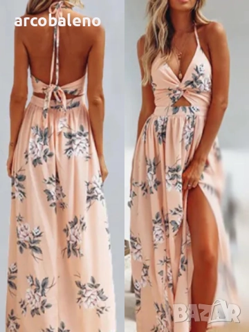 Дамска рокля с V-образно деколте и шифонов принт, 3цвята , снимка 4 - Рокли - 40692971