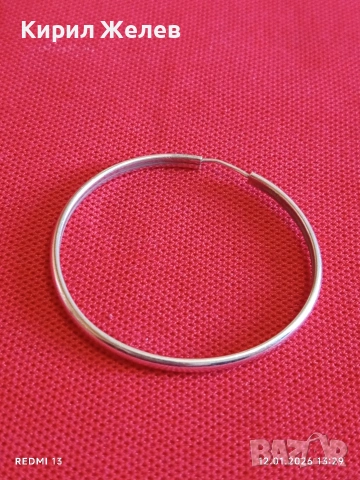 Класически модел сребърна обеца тип халка 52997, снимка 4 - Обеци - 53072189