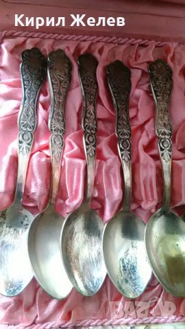 СТАРИННИ ПОСРЕБРЕНИ БРОНЗОВИ ОРНАМЕНТИРАНИ Лъжици комплект 12 бр в ЛУКСОЗНА КУТИЯ Лъжички А1050, снимка 2 - Прибори за хранене, готвене и сервиране - 32601146