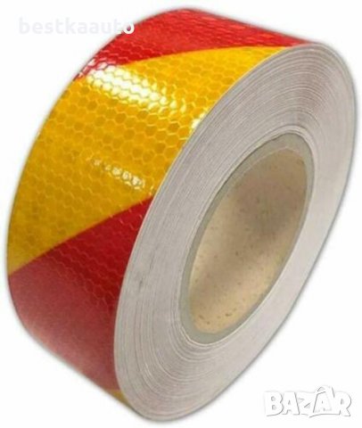 Тиксо 3D ефект светлоотразителна лента жълто и червено 25м Х 5см., снимка 2 - Аксесоари и консумативи - 28163554
