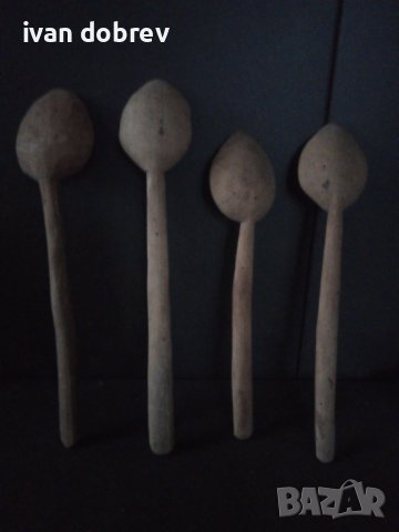 Стари дървени лъжици 4 бр., снимка 4 - Антикварни и старинни предмети - 44038581