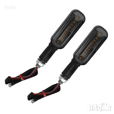 Комплект от 2 броя LED сигнални/стопове бягаща светлина, за мотоциклети, 12V,, снимка 2 - Части - 49968906