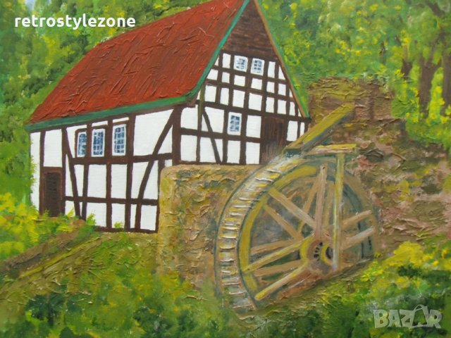 № 5849 стара картина   - масло,платно  - размер 50 / 40 см , снимка 3 - Други ценни предмети - 35188453