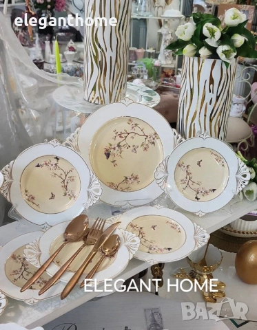 Порцеланов сервиз за торта от 8 части, снимка 2 - Сервизи - 51854431