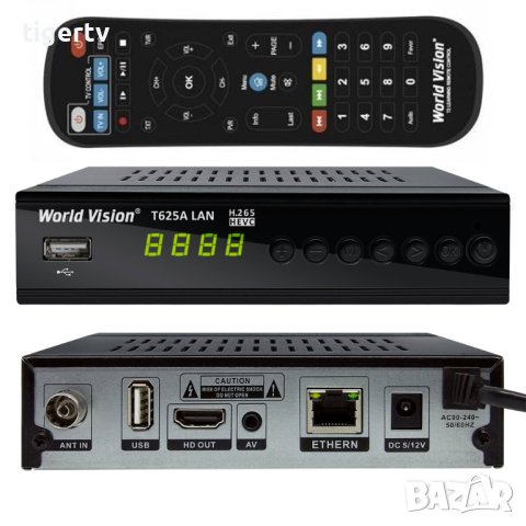Приемник /декодер за цифрова ефирна кабелна телевизия World Vision T625A LAN H.265 HD, снимка 2 - Приемници и антени - 41492162
