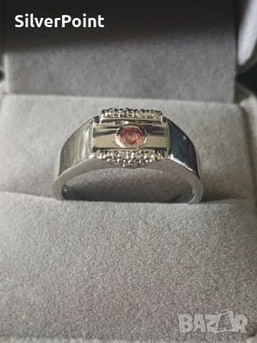 Сребърен унисекс пръстен с натурален Розов Сапфир 