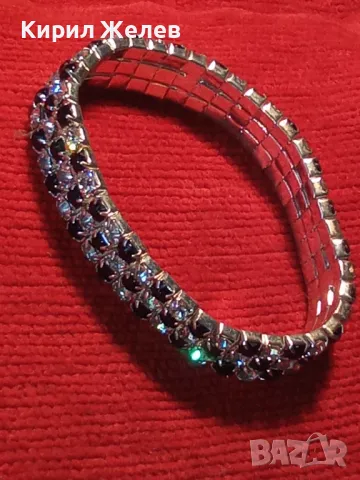 ЕФЕКТНА ПОСРЕБРЕНА РАЗТЕГАТЕЛНА ВИНТИДЖ АРТ СТИЛ ГРИВНА с ФАСЕТИРАНИ КРИСТАЛИ 47462, снимка 8 - Гривни - 47045741