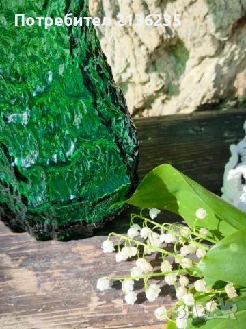 Ваза зелено стъкло, снимка 6 - Антикварни и старинни предмети - 50186149