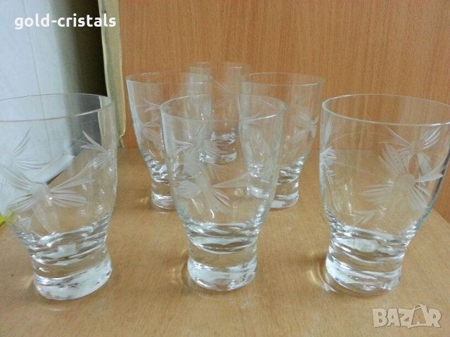 Стари стъклени чаши гравирани , снимка 1 - Антикварни и старинни предмети - 26936728