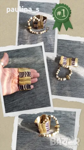 Три броя / Винтидж / Гривна от месинг, слонова кост и натурален седеф , снимка 8 - Гривни - 47520857