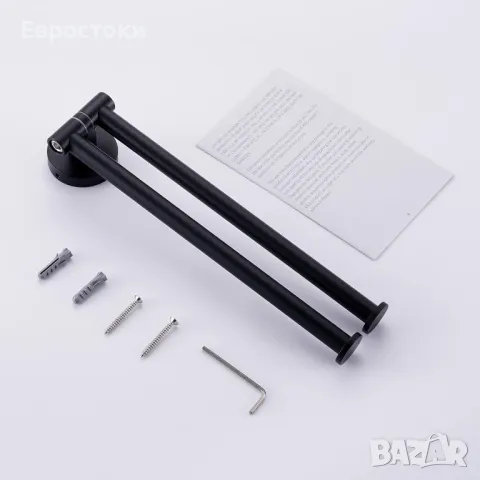 KES SUS304 SUS304 Въртящ се държач за кърпи с двойно рамо от неръждаема стомана с защита от падане, снимка 6 - Закачалки - 49120020