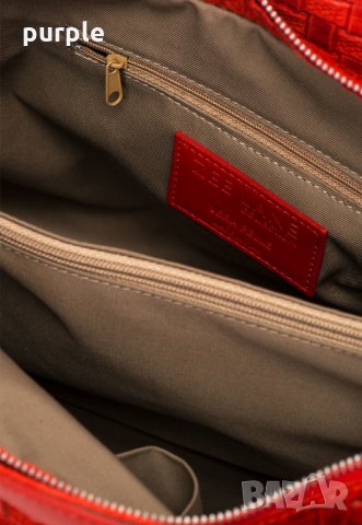 Червена велурена чанта с плетен дизайн, снимка 4 - Чанти - 32872632