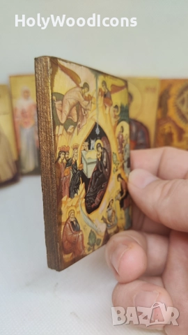 Икона Рождество Христово – дървена православна икона с магнит, 8x6 см, снимка 7 - Икони - 52867232