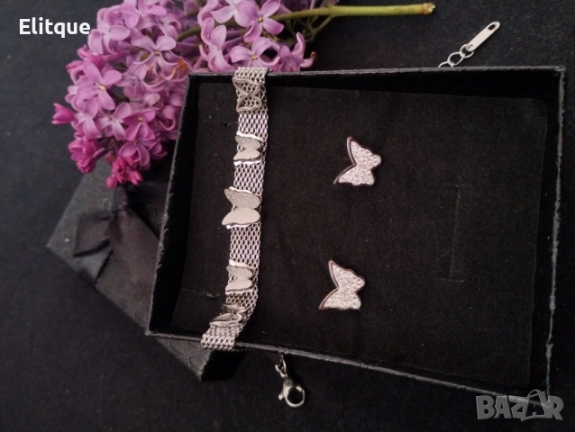 Обеци, гривна и пръстен с пеперуди , снимка 2 - Други стоки за дома - 52906007