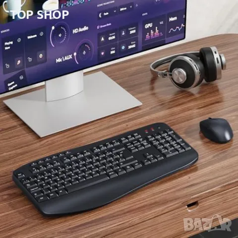 Нов Ергономичен Безжичен Комплект Клавиатура и Мишка с USB за PC и Лаптоп, снимка 2 - Захранвания и кутии - 49723861
