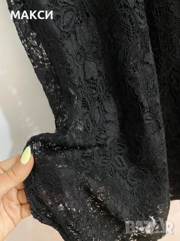 Черна елегантна еластична дантелена рокля с фина подплата , снимка 3 - Рокли - 37341208