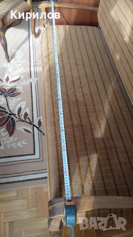 Ретро канапе с две табуретки, орех, снимка 4 - Дивани и мека мебел - 53299873