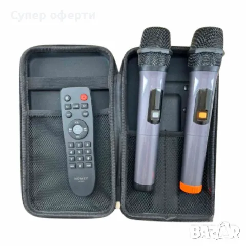 Професионална караоке тонколона Homey с два безжични микрофона, снимка 3 - Тонколони - 49778964