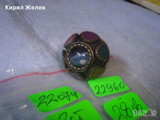 ПОЗЛАТЕН ЕМАЙЛИРАН БРОНЗОВ ЕТНОГРАФСКИ СТИЛ МАСИВЕН ПРЪСТЕН 22960, снимка 8 - Пръстени - 36410806