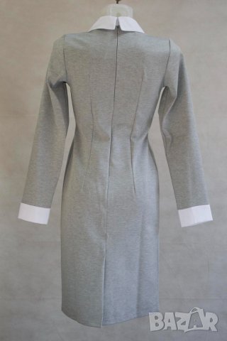 Елегантна рокля в сив меланж Numoco - S, снимка 3 - Рокли - 43112613