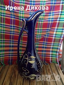 Продавам декантер цветно стъкло ръчно рисуван, снимка 2 - Колекции - 35324359