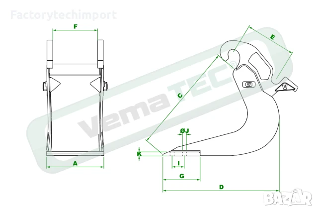 Бананова кофа за траншеи и глина VemaTec| CW05 | 230mm | 2-3.2 t, снимка 4 - Индустриална техника - 50258961