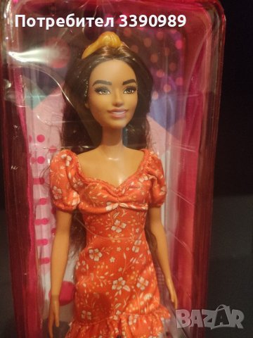 Barbie Fashionistas 182 Кукла Барби Фешънистас 182 с дълга коса и оранжева рокля, снимка 8 - Кукли - 38792284
