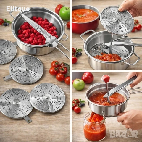 Мелница/цедка за зеленчуци и плодове, 4 части, Неръждаема стомана, снимка 2 - Други - 53501405