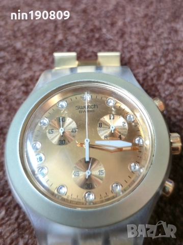 Часовник Swatch Irony Diaphane - Златен хронограф 