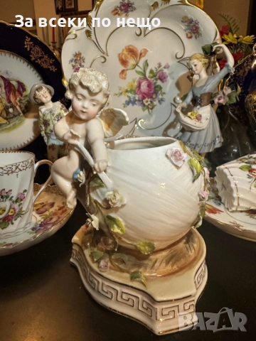 Sitzendorf Germany  Circa 1904 - “Вазата с херувима” Код P1724, снимка 14 - Декорация за дома - 52970041