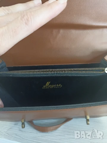 Кафява кожена чанта Meyer's, снимка 8 - Чанти - 50725219