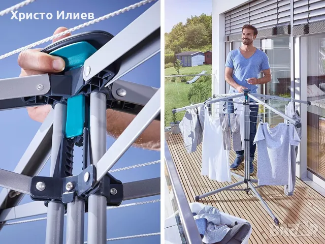 Сушилник за дрехи тип чадър Leifheit Linopop UP 140 Градински простор 14 метра, снимка 10 - Други стоки за дома - 48580603