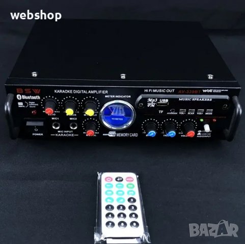 Мощно Караоке 2x120W , блутууд, домашен, аудио усилвател , FM, SD, USB, BLT,  220VAC