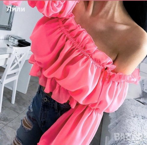 Дамско шифонено бюстие с ръкави