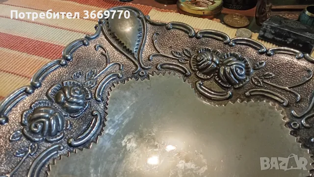 Стара посребрена фруктиера голяма , снимка 4 - Антикварни и старинни предмети - 48783147